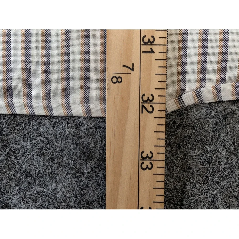 Stafford Mens 17 36/37 Striped Oxford Button Down Shirt Blue Tan Wrinkle Free
